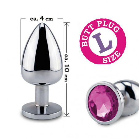 RELAXXXX SILVER STARTER PLUG ANALE ANALPLUG STIMOLATORE IN METALLO CON GIOIELLO ROSA TG L