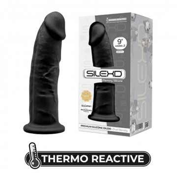 SilexD MODEL 2 - 9" BLACK 220598 FALLO REALISTICO PENE ARTIFICIALE IN SILICONE MEMORY TERMOREATTIVO CM 23