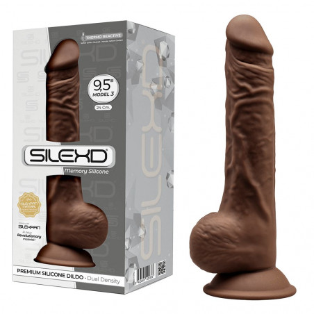 SilexD MODEL 3 - 9,5" BROWN 220383 FALLO REALISTICO PENE ARTIFICIALE IN SILICONE MEMORY TERMOREATTIVO CM 24