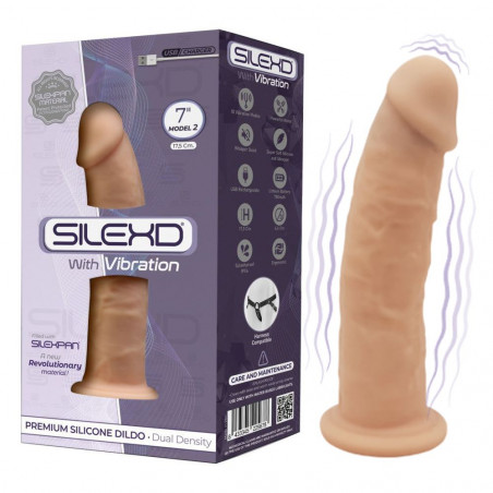 SilexD MODEL 2 - 7" FLESH 225678 FALLO REALISTICO VIBRANTE IN SILICONE MEMORY VIBRATORE CON MOTORE CM 18