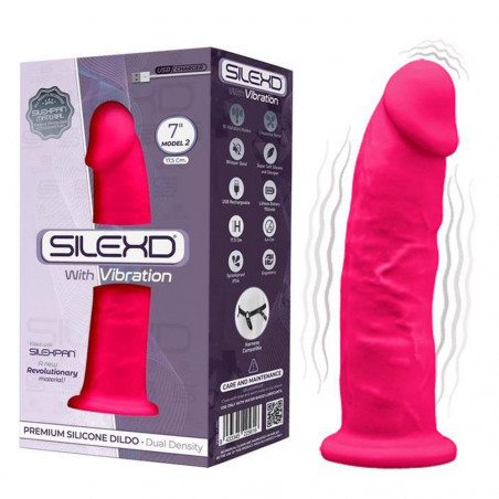 SilexD MODEL 2 - 7" PINK 225616 FALLO REALISTICO VIBRANTE IN SILICONE MEMORY VIBRATORE CON MOTORE CM 18