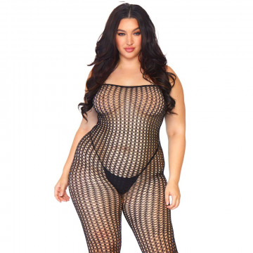 SEAMLESS CROCHET BODYSTOCKING TUTINA CATSUIT NERO CON APERTURA INGUINALE INTIMO SEXY