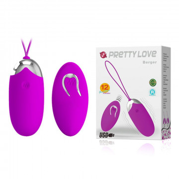 PRETTY LOVE BERGER OVETTO VAGINALE WIRELESS RICARICABILE USB IN SILICONE VIOLA CON TELECOMANDO 12 FUNZIONI