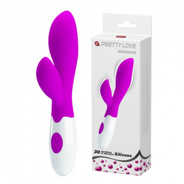 PRETTY LOVE NEWMAN VIBRATORE VAGINALE CON STIMOLATORE CLITORIDE RABBIT IN SILICONE VIOLA 30 FUNZIONI