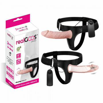 realGOOS® FALLO REALISTICO INDOSSABILE CAVO PER LUI STRAP ON DA UOMO VIBRANTE VIBRATORE IN MORBIDO TPR mm 155 X 42