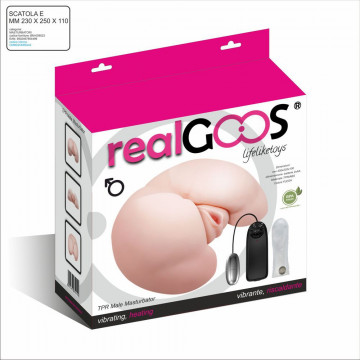 RealGOOS® MASTURBATORE PARTE ANATOMICA ANO E VAGINA CON GLUTEI IN MORBIDO TPR OVULO VIBRANTE EFFETTO RISCALDANTE