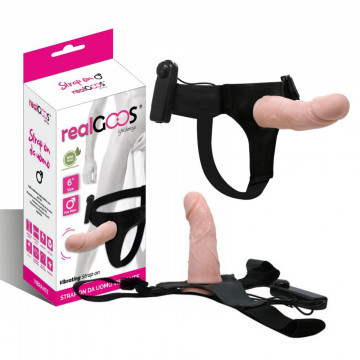 realGOOS® FALLO REALISTICO INDOSSABILE CAVO PER LUI STRAP ON DA UOMO VIBRANTE VIBRATORE IN MORBIDO TPR mm 150 X 50