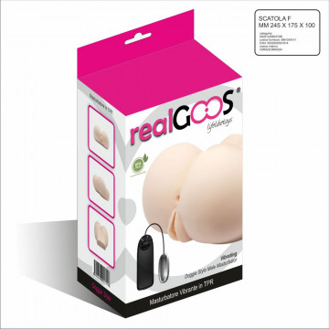 RealGOOS® MASTURBATORE ANO E VAGINA VIBRANTI CON GLUTEI IN MORBIDO TPR COLOR CARNE DOGGYE STYLE