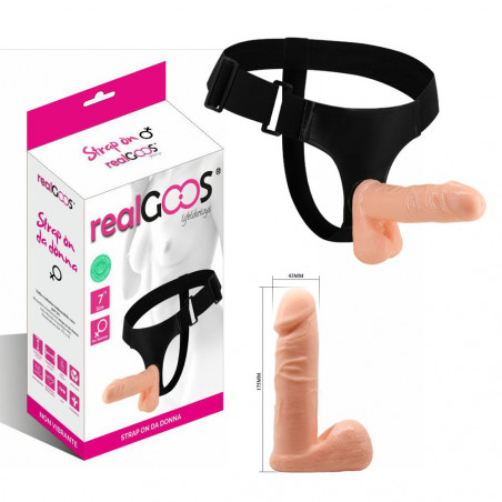 realGOOS® FALLO REALISTICO INDOSSABILE PER LEI STRAP ON DA DONNA NON VIBRANTE IN MORBIDO TPR MM 175 X 43