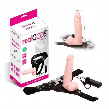 realGOOS® STRAP ON FALLO REALISTICO PER LEI DA DONNA INDOSSABILE CON VIBRAZIONE