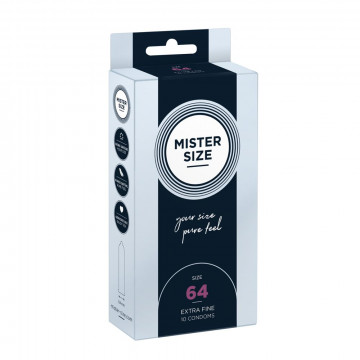 MISTER SIZE ASTUCCIO 10 PZ PRESERVATIVI SOTTILI TRASPARENTI NATURALI CON DIAMETRO MAGGIORATO 64 MM