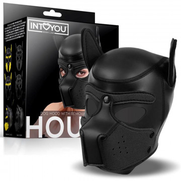 INTOYOU BDSM LINE HOUND NEOPRENE DOG HOUND MUSO RIMOVIBILE NERO TAGLIA UNICA