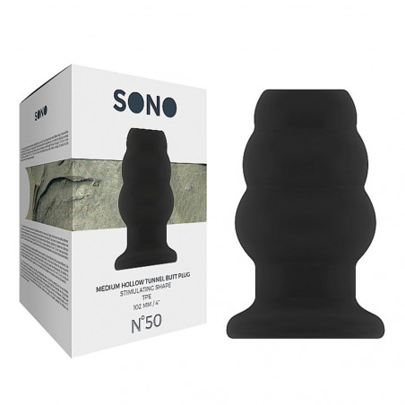 SON050BLK PLUG ANALE A TUNNEL CAVO MEDIO 4” NERO IN TPE PER PISSING E DOPPIA PENETRAZIONE