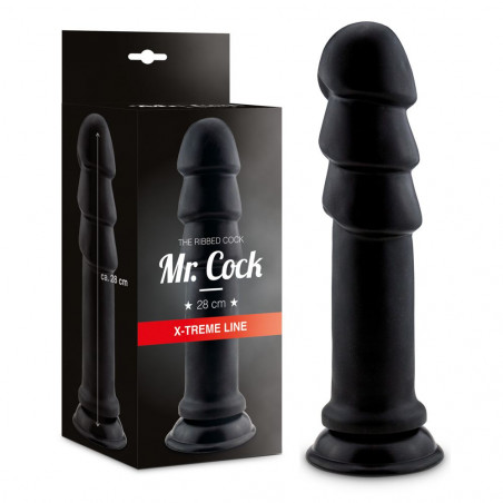 MR. COCK X-TREME LINE RIBBED COCK BLACK CIRCA 28 STIMOLATORE PLUG ANALE GIGANTE IN PVC NERO CM X 7