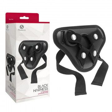 S PLEASURE BLACK HARNESS TWO RINGS MUTANDINA DA STRAP ON PER FALLO INDOSSABILE INTERCAMBIABILE CON DUE ANELLI