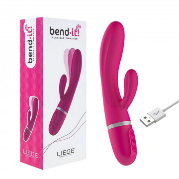 LIEBE BEND IT PLUS CERISE VIBRATORE DI DESIGN IN SILICONE ROSA CON STIMOLATORE CLITORIDE RABBIT