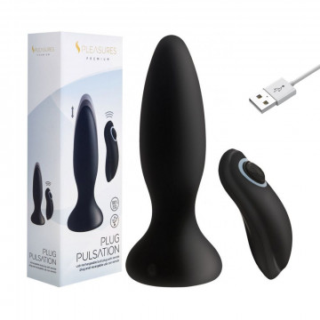 S PLEASURES PREMIUM LINE PLUG PULSATION BUTT PLUG BLACK STIMOLATORE ANALE PLUG IN SILICONE CON FUNZIONI DI PULSAZIONE