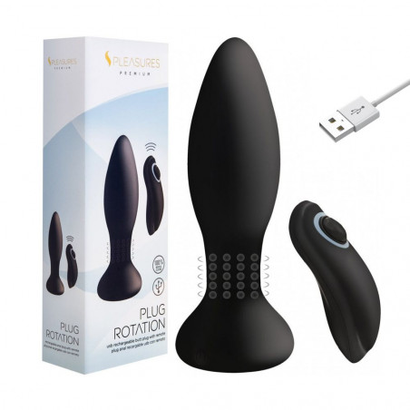 S PLEASURES PREMIUM LINE PLUG ROTATION BUTT PLUG BLACK STIMOLATORE ANALE PLUG IN SILICONE CON FUNZIONI DI ROTAZIONE