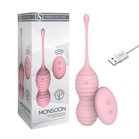 MONSOON SOFT PINK PALLINE VAGINALI IN SILICONE ROSA CON TELECOMANDO WIRELESS RICARICABILE USB