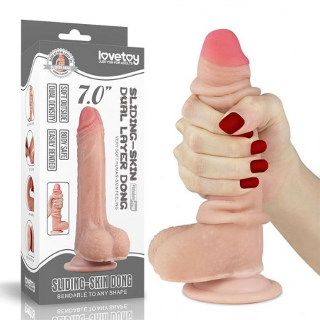 LOVETOY DILDO CON PELLE SCORREVOLE FALLO IPERREALISTICO 17,5 CM