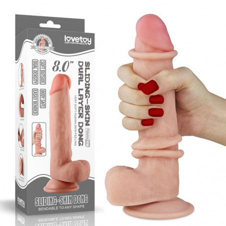 LOVETOY DILDO CON PELLE SCORREVOLE FALLO IPERREALISTICO 20 CM