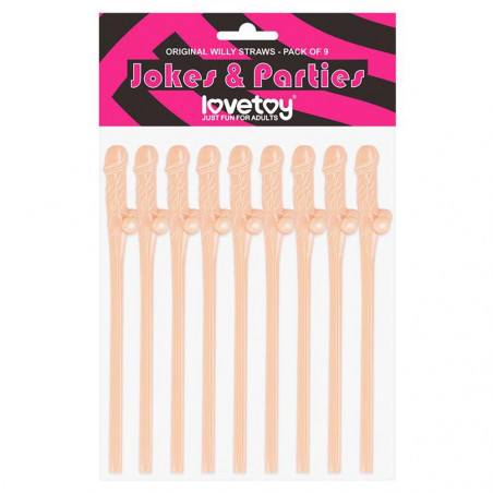 LOVETOY WILLY STRAWS PACK OF 9 CANNUCCE CON PISELLI SEXY PARTY ADDIO AL NUBILATO GADGET SCHERZO PER ADULTI