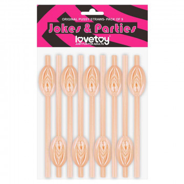 LOVETOY PUSSY STRAWS PACK OF 9 CANNUCCE CON PUSSY SEXY PARTY ADDIO AL NUBILATO GADGET SCHERZO PER ADULTI