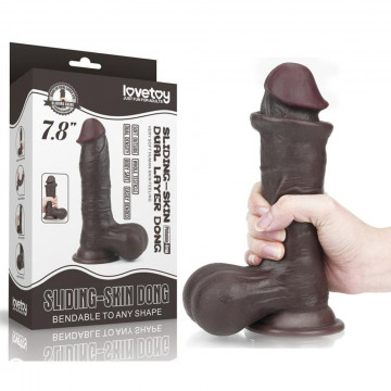 LOVETOY DILDO NERO MORBIDO FALLO REALISTICO PENE ARTIFICIALE CON PELLE SCORREVOLE 19,5 CM