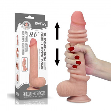 LOVETOY DILDO CON PELLE SCORREVOLE FALLO IPERREALISTICO 22,8 CM