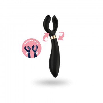 SATISFYER VIBRATORE RICURVO IN SILICONE NERO CON 2 BRACCI E 3 POTENTI MOTORI