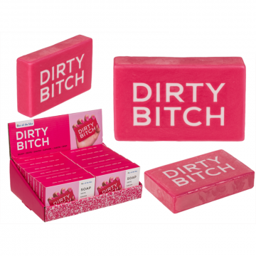 ESPOSITORE 12 PZ SAPONE DIRTY BITCH 150G CIRCA PROFUMATO ALLA FRAGOLA GADGET PER ADULTI ADDIO AL CELIBATO NUBILATO